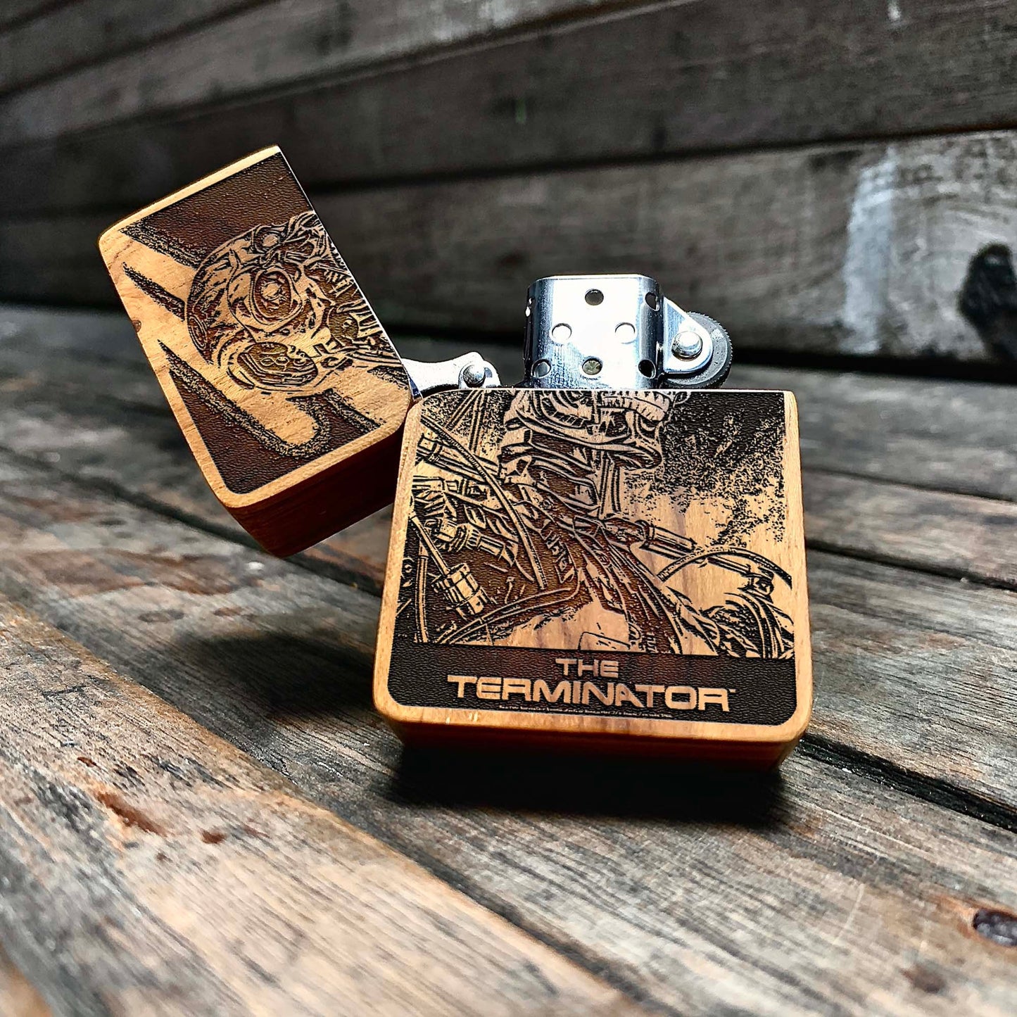 Terminator Engraved Wooden Lighter, Personalized Birthday Gift