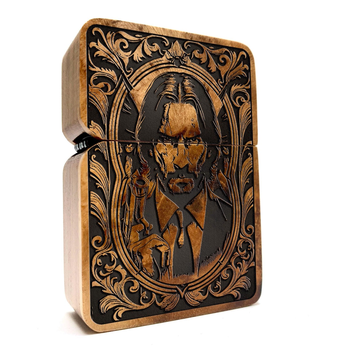 Legendary Assassin Engraved Lighter - Handmade Teakwood Collectible Gift for Him, Custom Action Movie-Themed Lighter