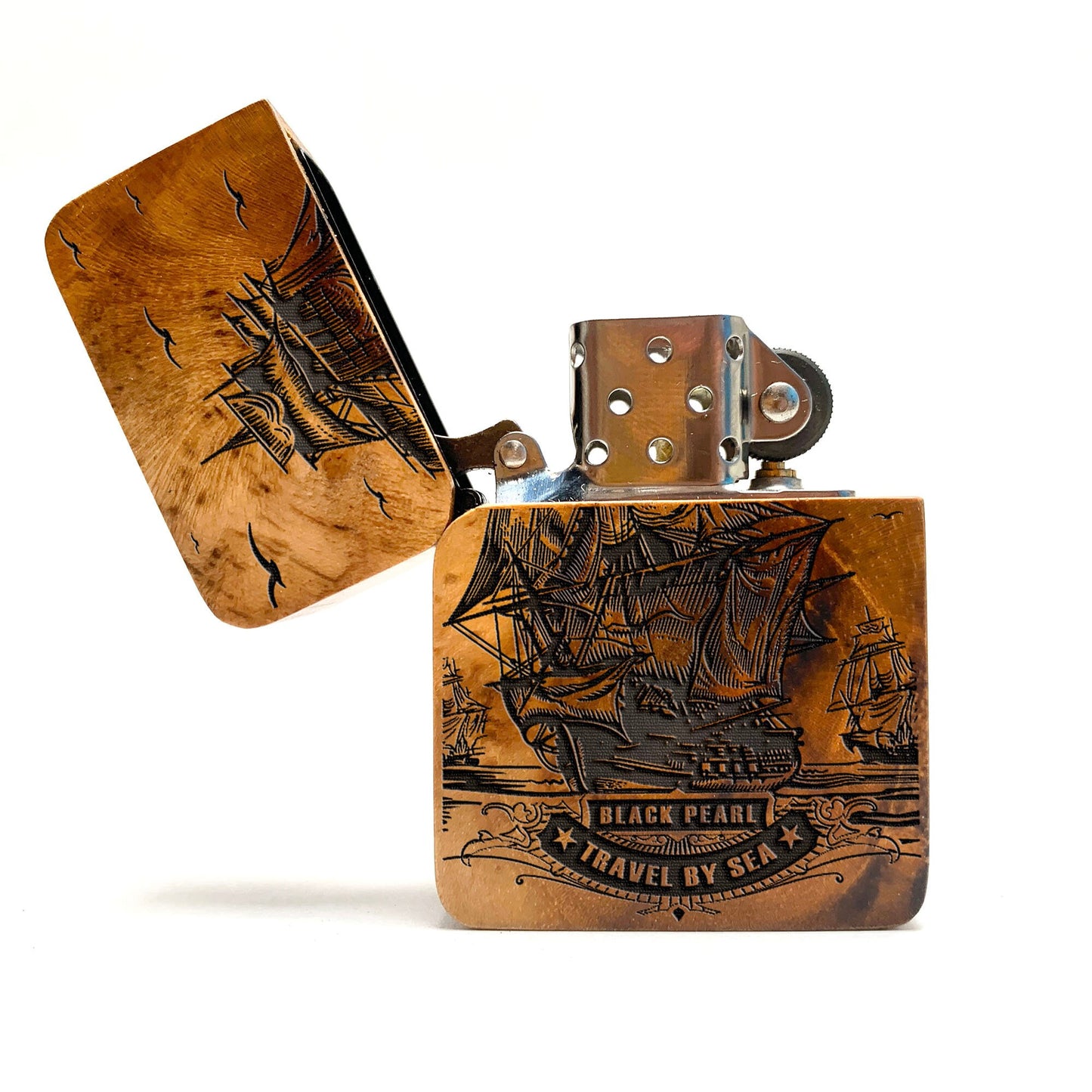 ENGRAVED LIGHTER The Curse of the Black Pearl, Personalized Lighter Wood Cover, Cigar Lighter, Lighter Case, Lighter Sleeve, Custom Lighter