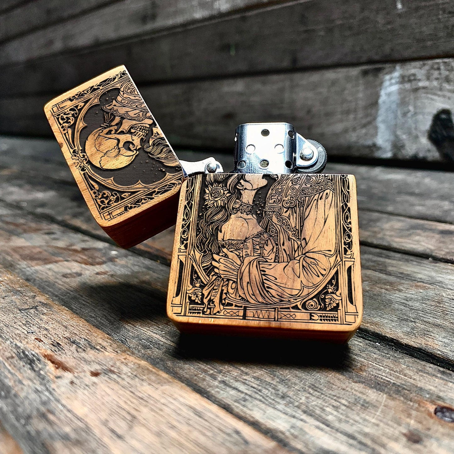 The Lover Javanese Teakwood Engraved Lighter