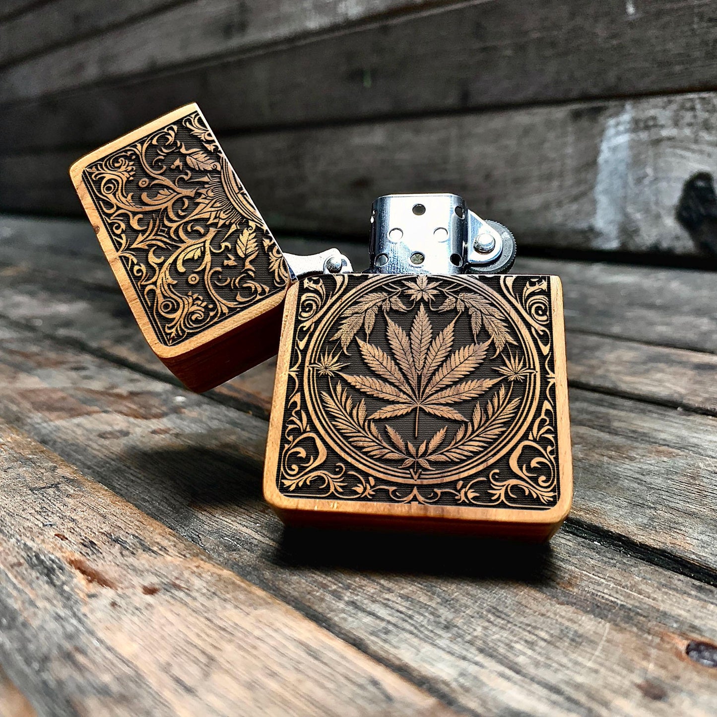 Ganja Leaf Java Teakwood Engraved Lighter, Mary jane Wooden Cigarette Lighter, Gifts for husband, Gift for boyfriend, Limited to 100 Pieces!
