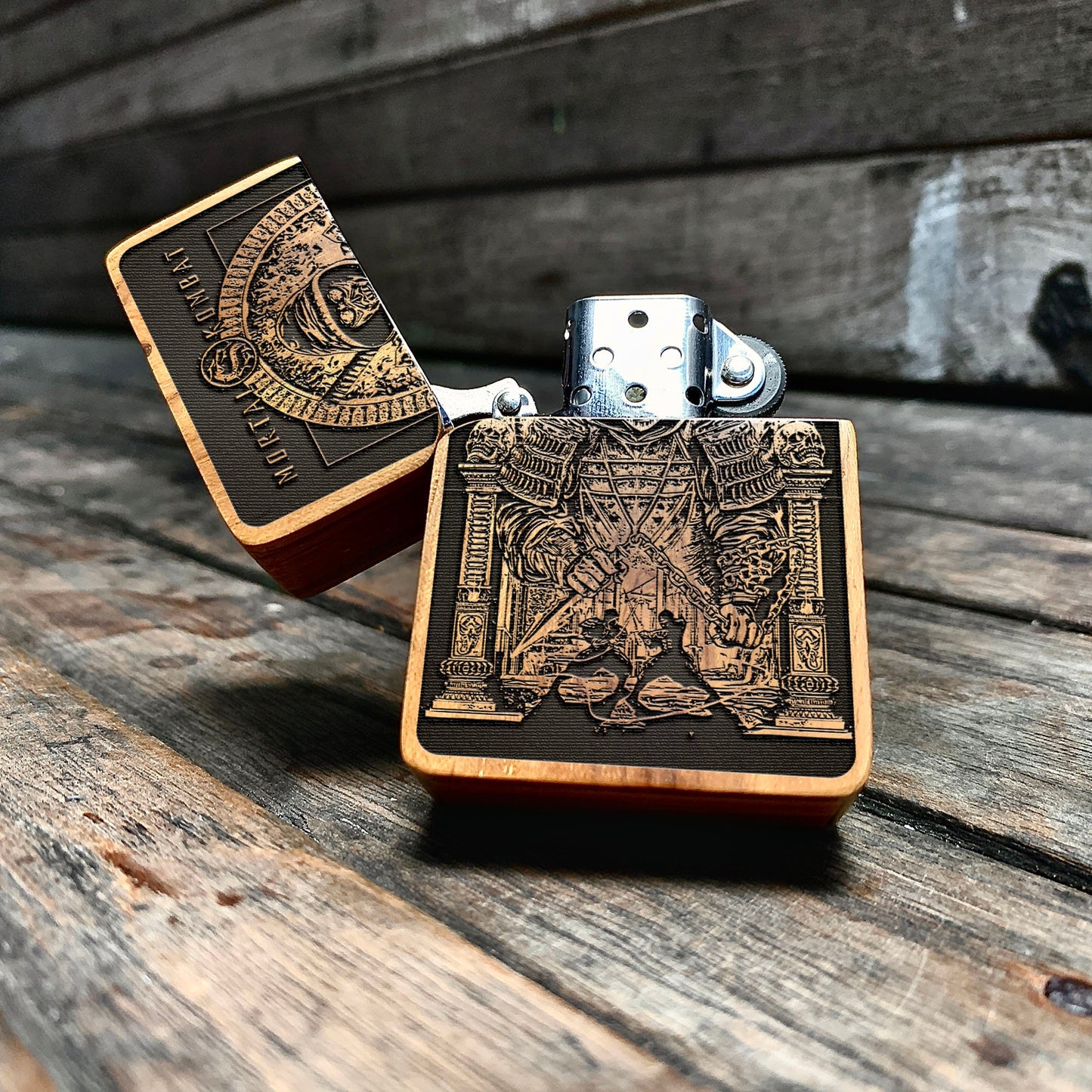 Scorpion Mortal Kombat Engraved Wooden Lighters, Personalized Birthday Gift