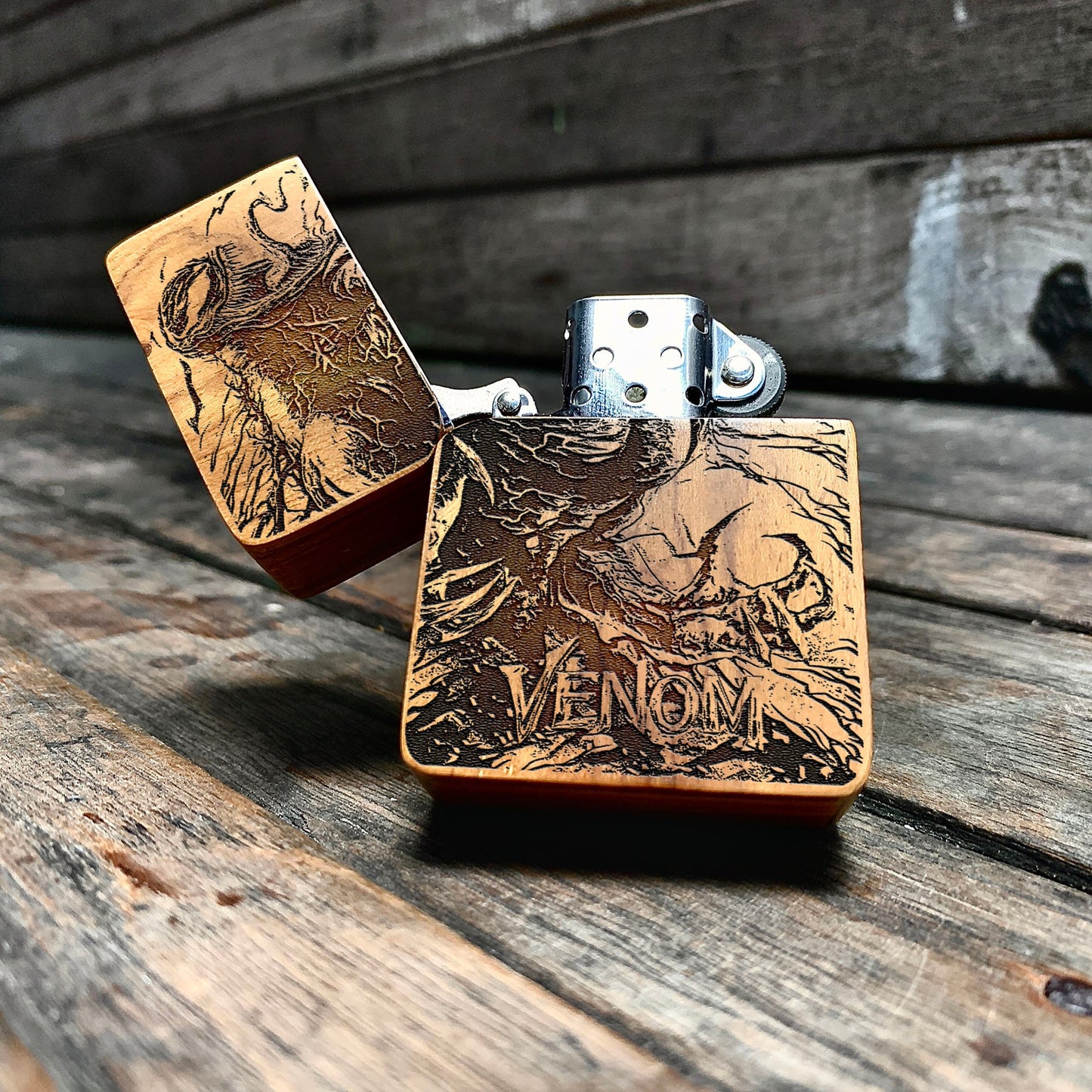Dark Symbiote Engraved Wooden Lighter, Personalized Gifts & Mementos