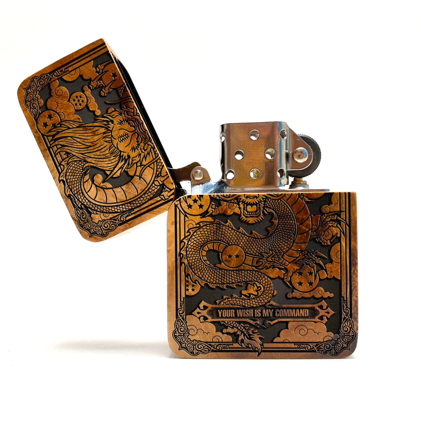 The Eternal Dragon – Engraved Teakwood Lighter
