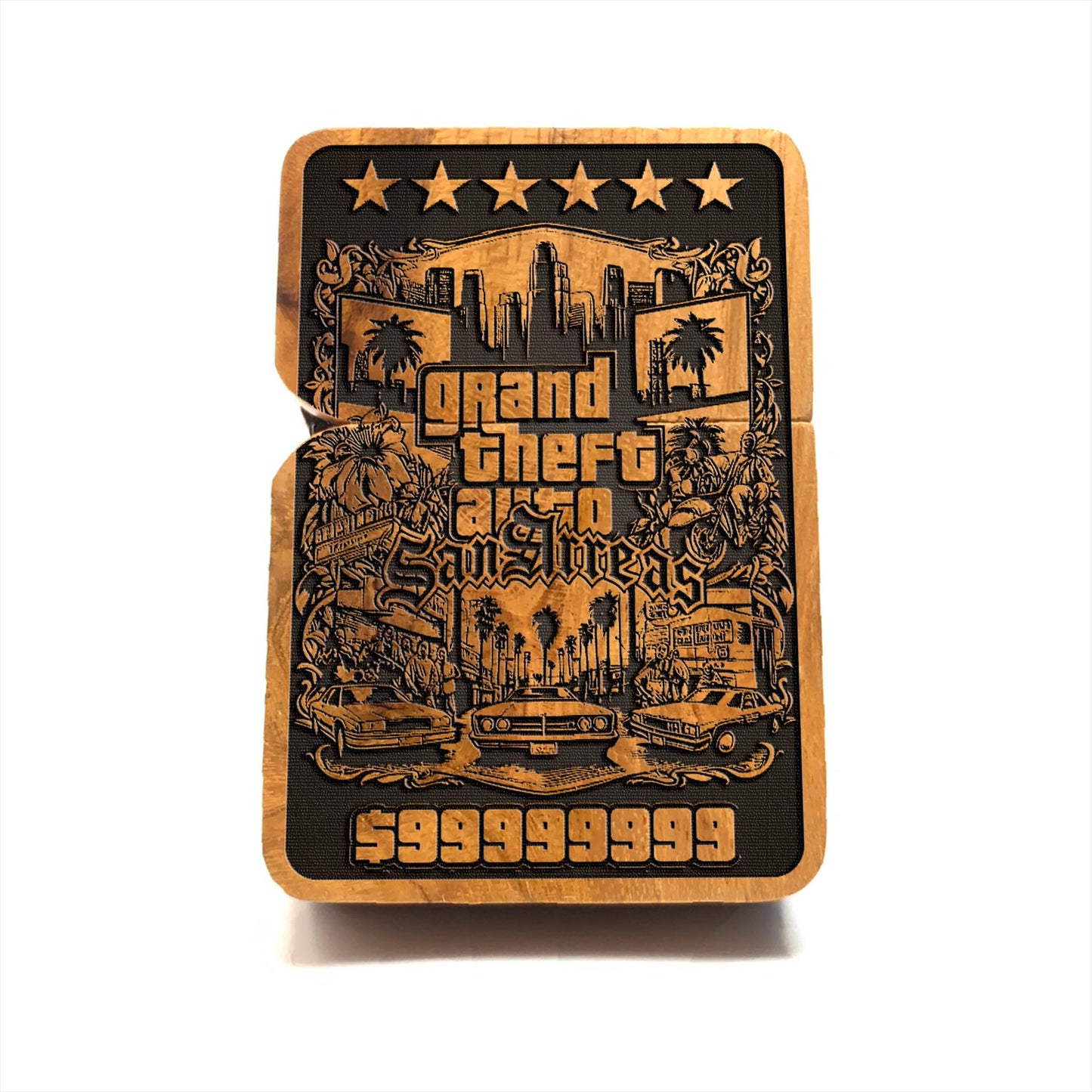 The Street Hustler’s Legacy – Engraved Java Teakwood Lighter