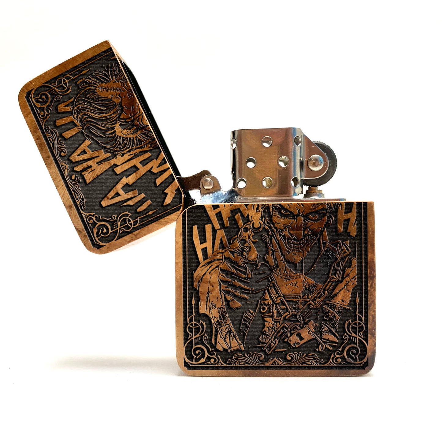 Trickster Java Teakwood Engraved Lighter