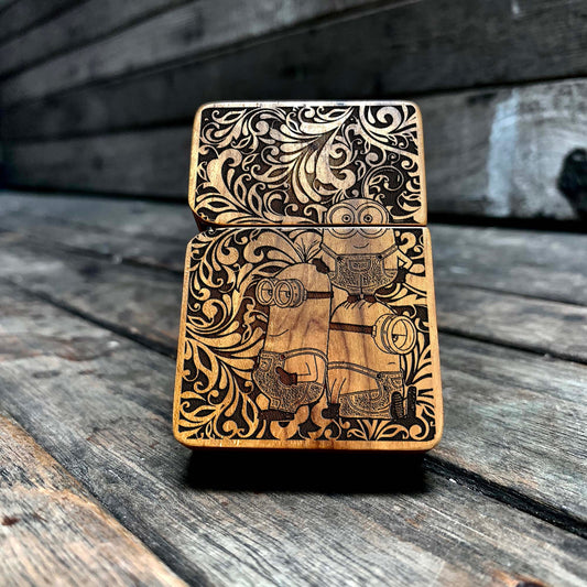 Minions Engraved Wooden Lighter, Personalized Gifts & Mementos