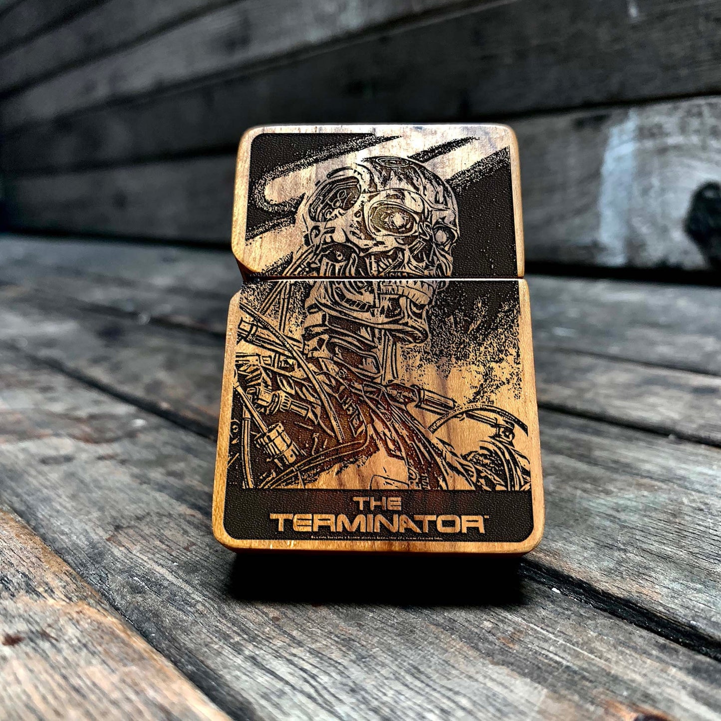 Terminator Engraved Wooden Lighter, Personalized Birthday Gift