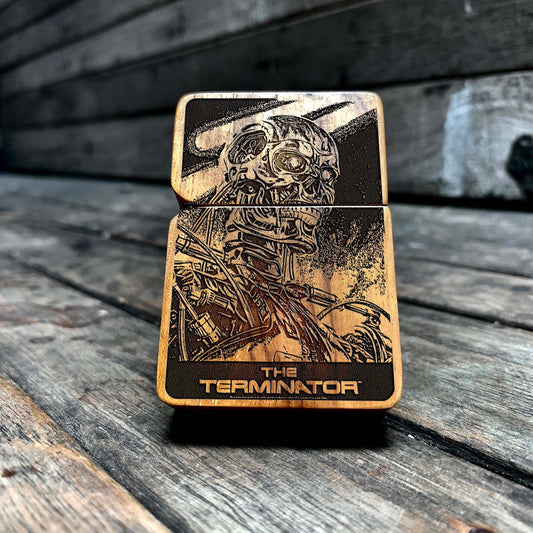 Terminator Engraved Wooden Lighter, Personalized Birthday Gift