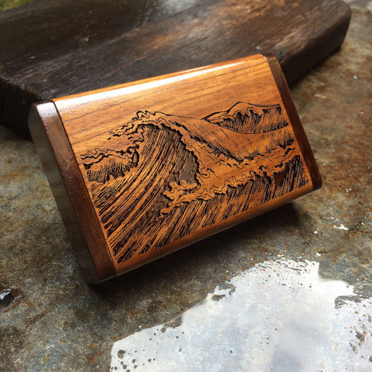 Wooden Cigarette Boxes, Cigarette Case, Cigarette Box, Personalized Cigarette Holder, Smoking accessory ,Engraved Sea Waves