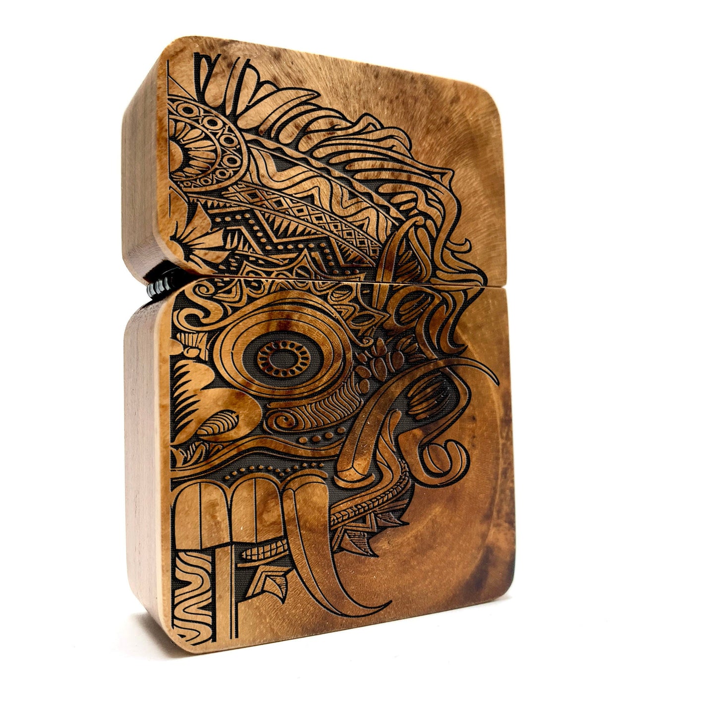 The Balinese Guardian – Engraved Teakwood Lighter