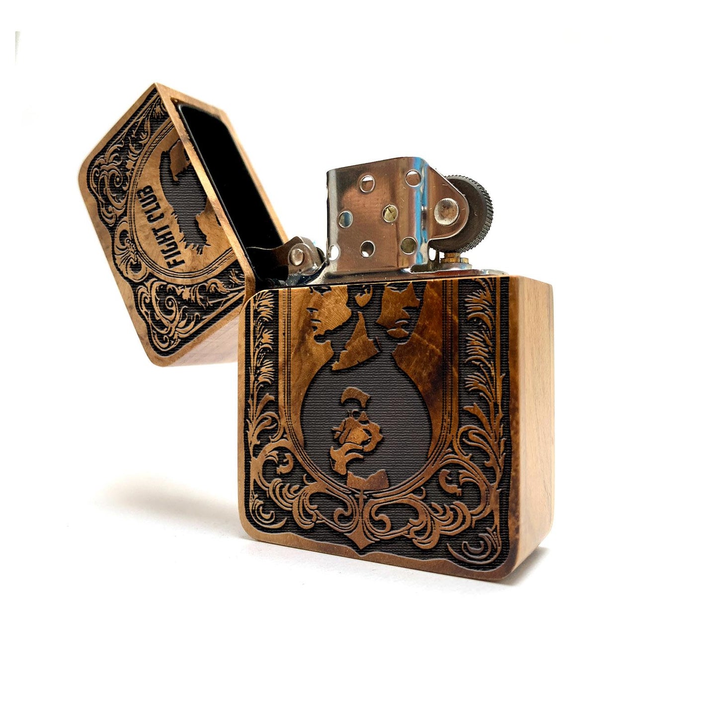 Fight Club Teakwood Engraved Lighter