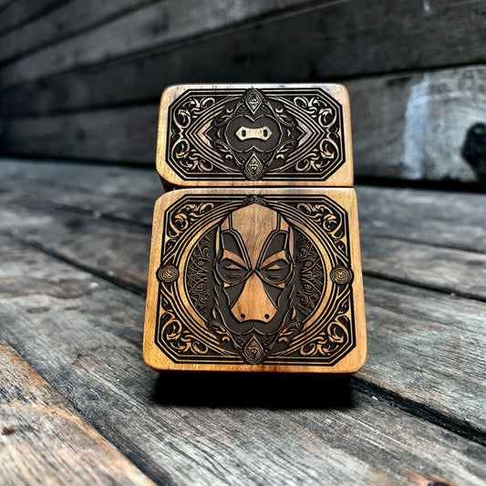 Scarlet Jester Java Teakwood Engraved Lighter