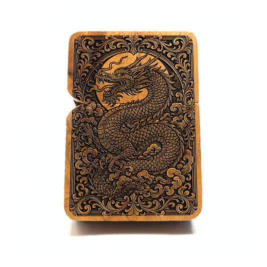 The Eternal Dragon – Engraved Teakwood Lighter