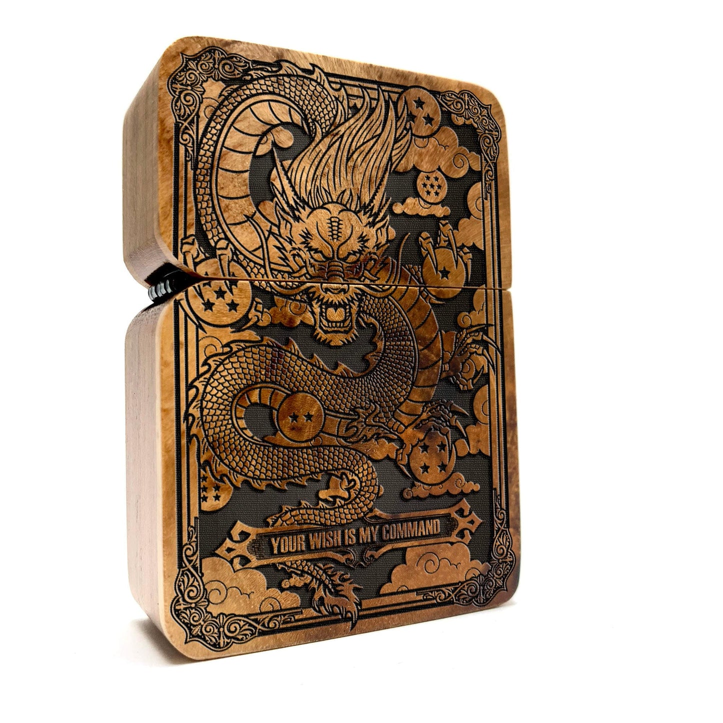 The Eternal Dragon – Engraved Teakwood Lighter