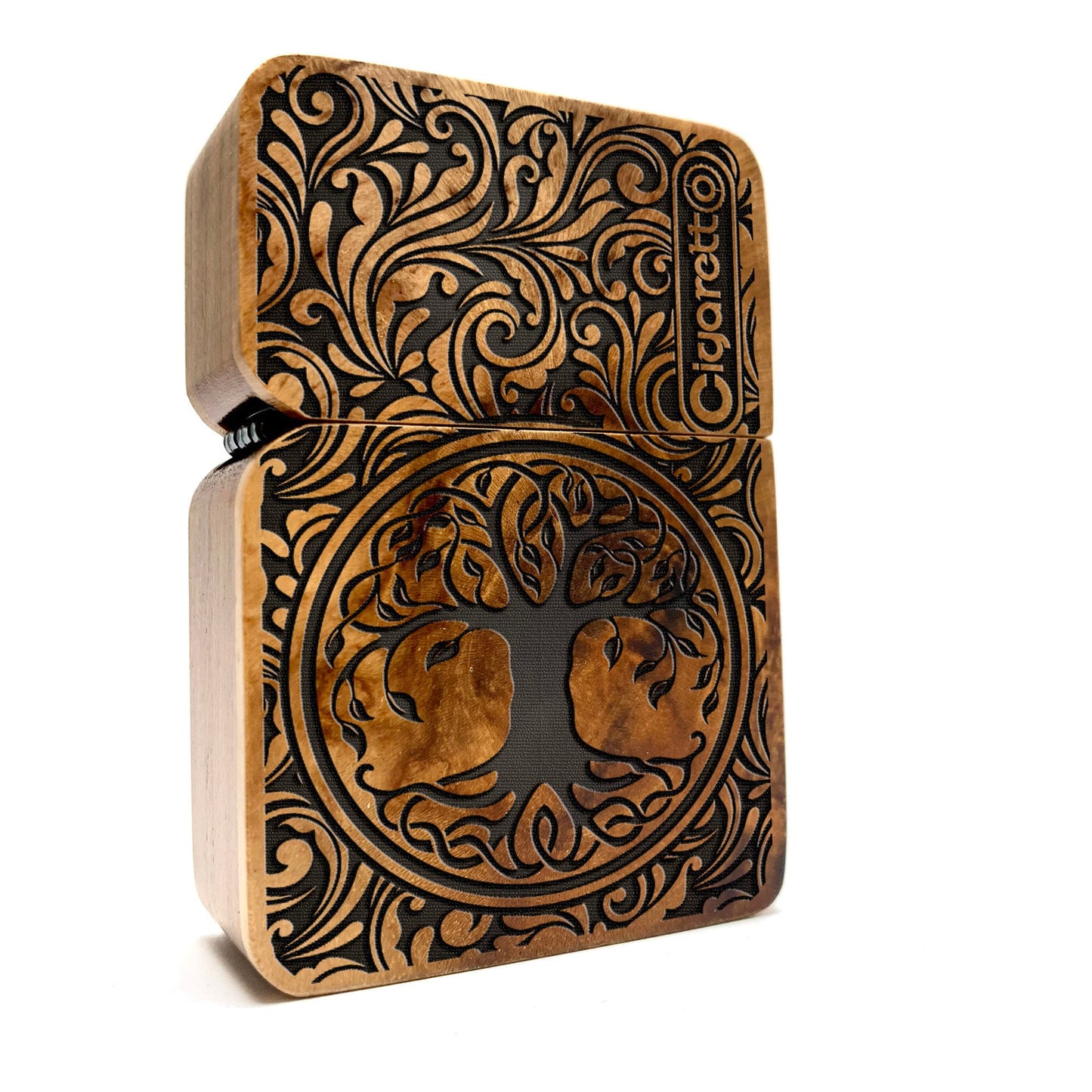 ENGRAVED LIGHTER, Lighter Case,  Lighter Sleeve, Windproof lighter + Wood cover, Cigar Lighter, Lighter Holder, Custom Lighter, Tree of life