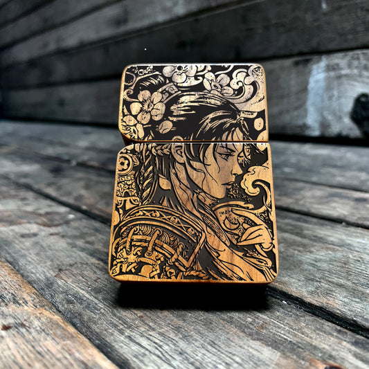 Lara Croft Tomb Raider Java Teakwood Engraved Lighter
