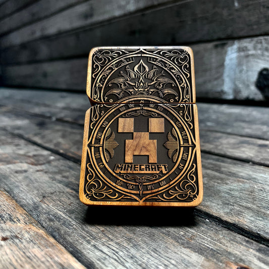 Minecraft  Java Teak Wood Engraved Lighter