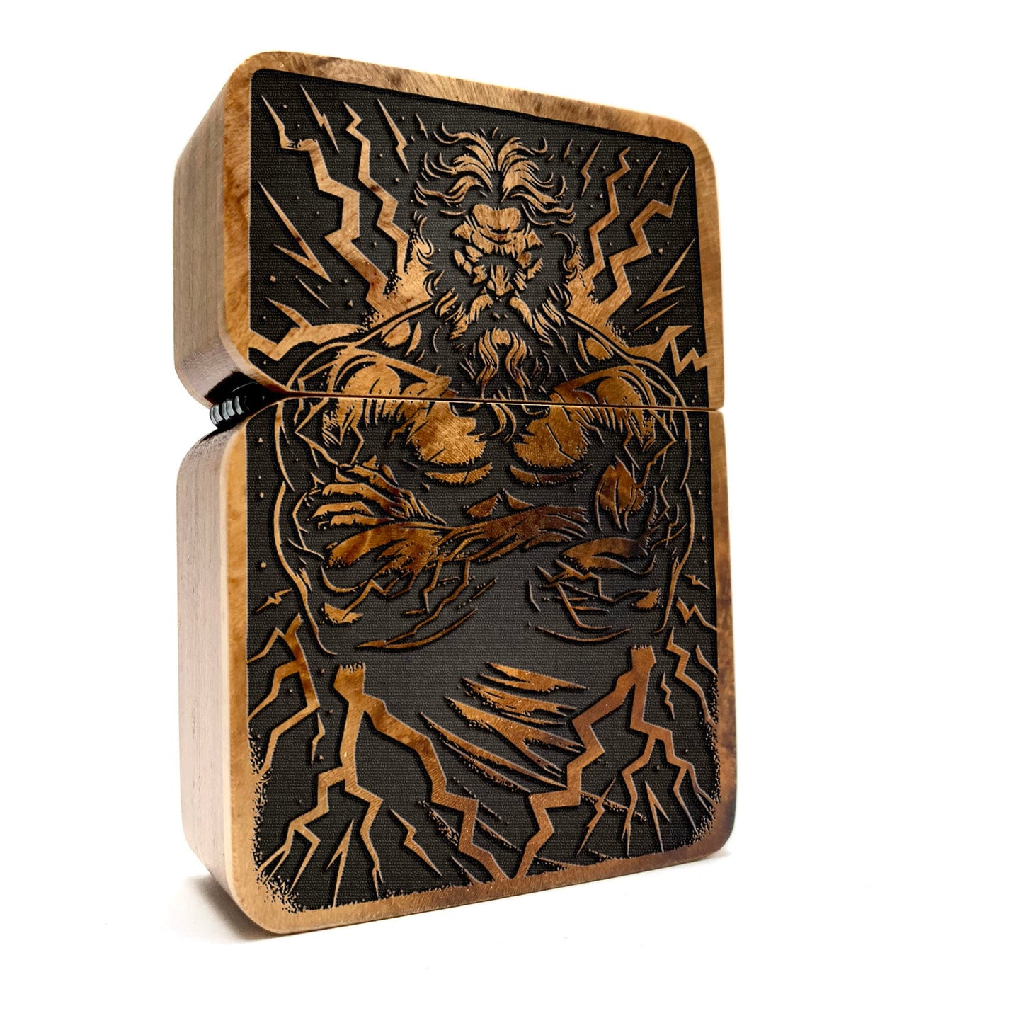 HANDMADE ENGRAVED LIGHTER, Zeus Greek Mythology Java Teakwood Case, Custom lighter, personalized lighter, groomsman gift, gift for him