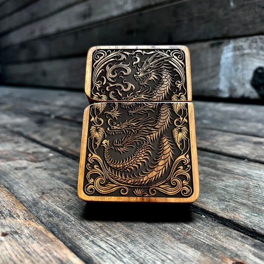 Dragon Engraved Wooden Lighter, Personalized Gifts & Mementos