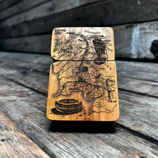 Middle-earth Map Java Teakwood Engraved Lighter - Handmade Lighter Collectible Gift for Him