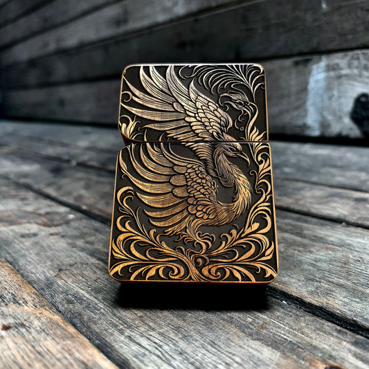 Phoenix Java Teakwood Engraved Lighter, Personalized smoking gifts & accessories
